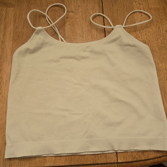 Colsie Cream Tie Front Crop Tank Top/Bralette - Picture 1 of 4